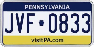 PA license plate JVF0833