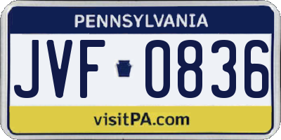 PA license plate JVF0836