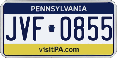 PA license plate JVF0855