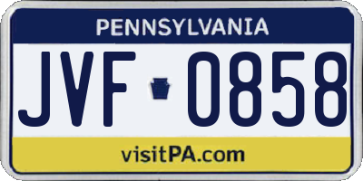 PA license plate JVF0858