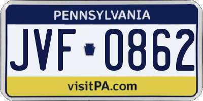 PA license plate JVF0862