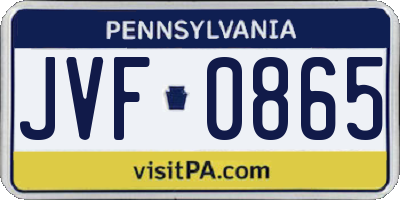 PA license plate JVF0865