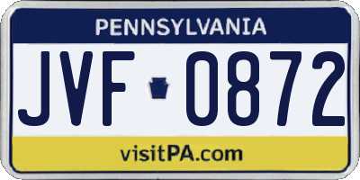 PA license plate JVF0872