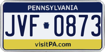 PA license plate JVF0873