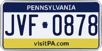 PA license plate JVF0878