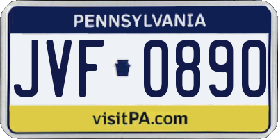 PA license plate JVF0890