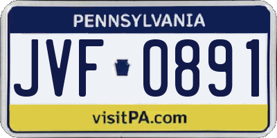 PA license plate JVF0891