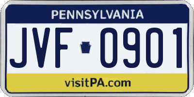 PA license plate JVF0901