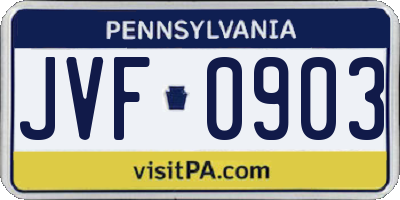 PA license plate JVF0903