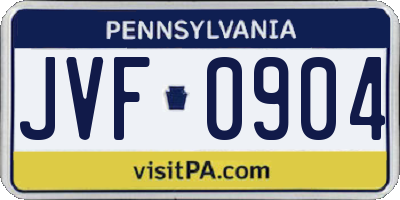 PA license plate JVF0904