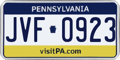 PA license plate JVF0923
