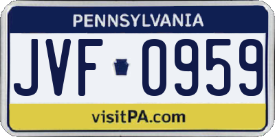 PA license plate JVF0959