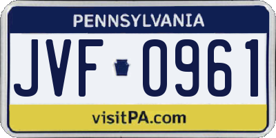 PA license plate JVF0961