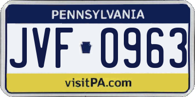 PA license plate JVF0963