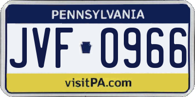 PA license plate JVF0966