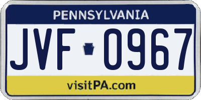 PA license plate JVF0967