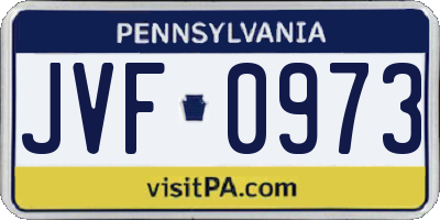 PA license plate JVF0973