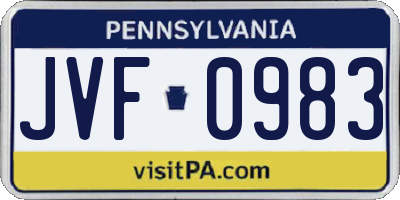 PA license plate JVF0983