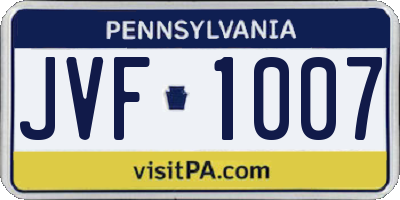PA license plate JVF1007