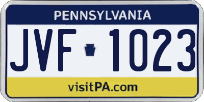 PA license plate JVF1023