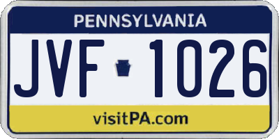 PA license plate JVF1026