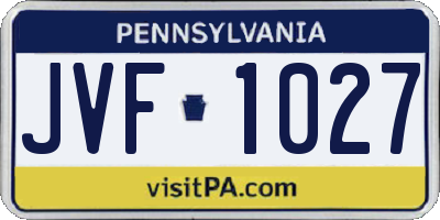 PA license plate JVF1027