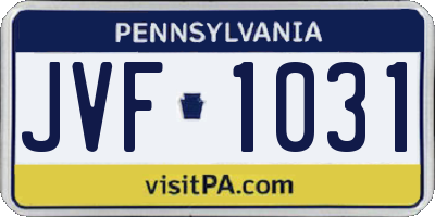 PA license plate JVF1031