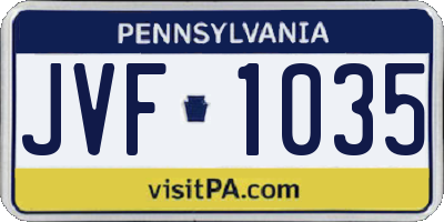 PA license plate JVF1035