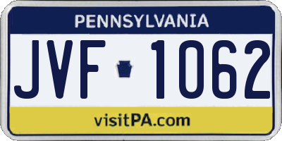 PA license plate JVF1062