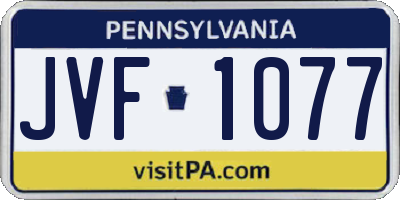 PA license plate JVF1077