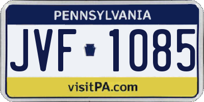 PA license plate JVF1085