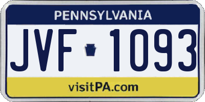 PA license plate JVF1093