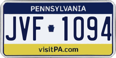 PA license plate JVF1094