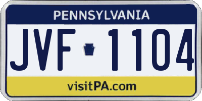 PA license plate JVF1104