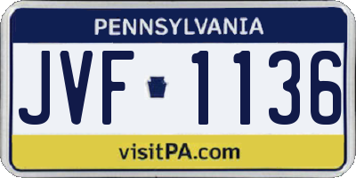 PA license plate JVF1136