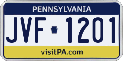 PA license plate JVF1201
