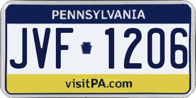 PA license plate JVF1206