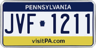 PA license plate JVF1211