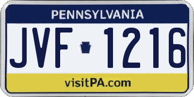 PA license plate JVF1216
