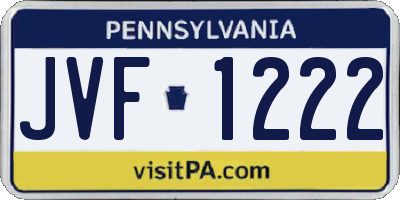 PA license plate JVF1222