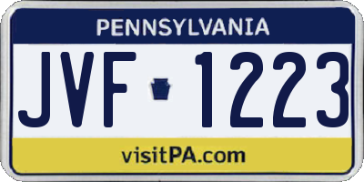 PA license plate JVF1223
