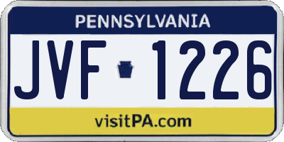 PA license plate JVF1226