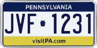 PA license plate JVF1231