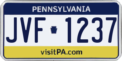 PA license plate JVF1237