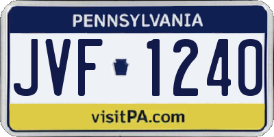 PA license plate JVF1240
