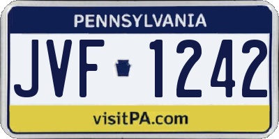 PA license plate JVF1242