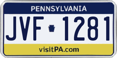 PA license plate JVF1281