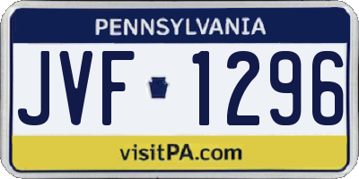 PA license plate JVF1296