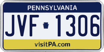 PA license plate JVF1306