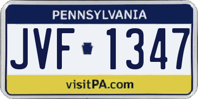 PA license plate JVF1347